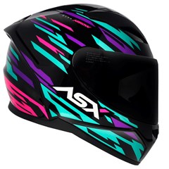 Capacete Asx City Arrow Brilho Fechado - Preto/Tiffany/Roxo - 58