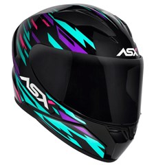 Capacete Asx City Arrow Brilho Fechado - Preto/Tiffany/Roxo - 58