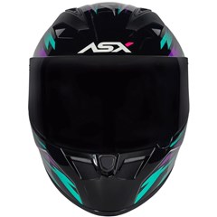 Capacete Asx City Arrow Brilho Fechado - Preto/Tiffany/Roxo - 58