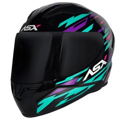 Capacete Asx City Arrow Brilho Fechado - Preto/Tiffany/Roxo - 58