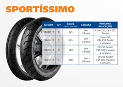 Pneu 110/70 - 17 Cb 300/500 Diant Sportissimo 54h (Tubeless) - Maggion