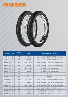 Pneu 60/100 - 17 Biz/Pop Diant Winner 33l (Tube Type) - Maggion