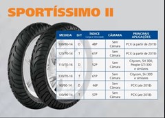 Pneu 100/90 - 14 Pcx 150 Tras Sportissimo Ii 57p (Tubeless) - Maggion