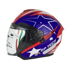 Capacete Gp Tech Of669 Usa Aberto - Azul/Vermelho 58