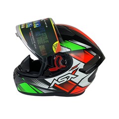 Capacete Asx City Start Brilho Fechado - Preto/Vermelhor/Verde - 64