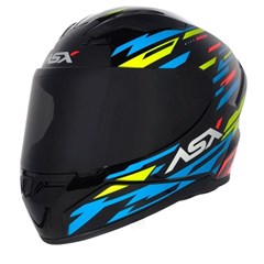 Capacete Asx City Arrow Brilho Fechado - Preto/Azul/Amarelo - 64