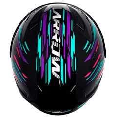 Capacete Asx City Arrow Brilho Fechado - Preto/Tiffany/Roxo - 64