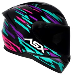 Capacete Asx City Arrow Brilho Fechado - Preto/Tiffany/Roxo - 64