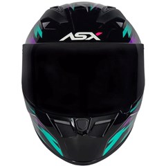 Capacete Asx City Arrow Brilho Fechado - Preto/Tiffany/Roxo - 64