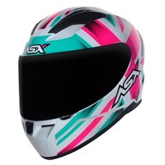 Capacete Asx City Kingdom Brilho Fechado - Branco/Rosa/Tiffany - 56