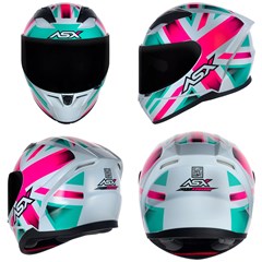 Capacete Asx City Kingdom Brilho Fechado - Branco/Rosa/Tiffany - 58